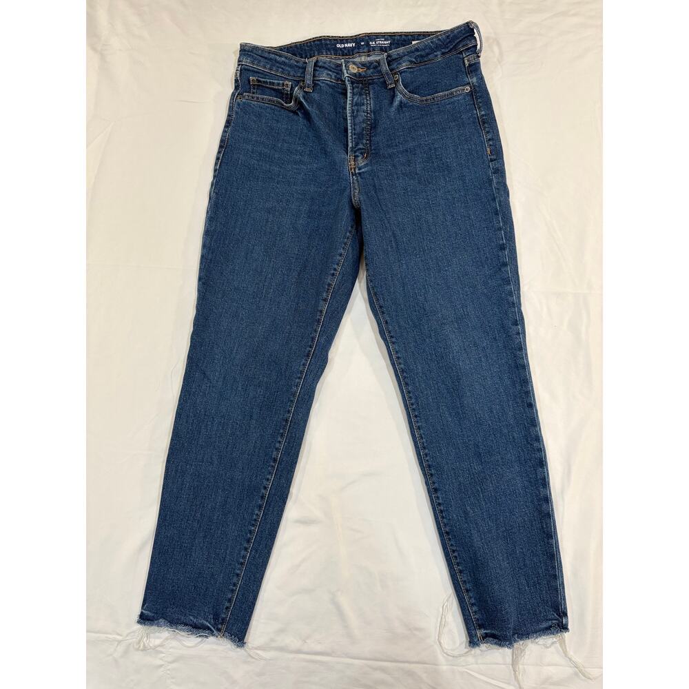 Old Navy O.G. Straight Dark Denim Button Fly Jeans Size 10